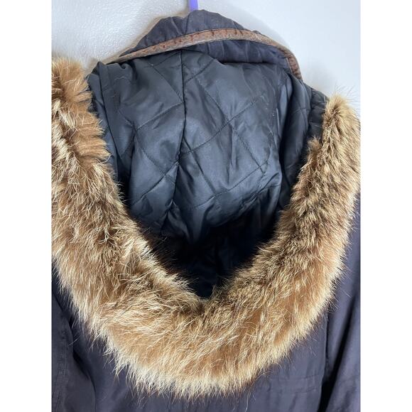 Woolrich Vintage Black Extra Long Parka Jacket w/ Detatchable Fur In Black - Picture 12 of 16